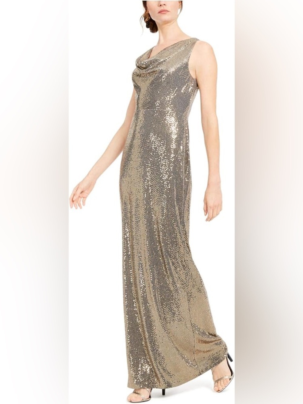 Calvin Klein Women's Sleeveless Cowl Neck Gown Maxi Dress NWT Sz XS-S